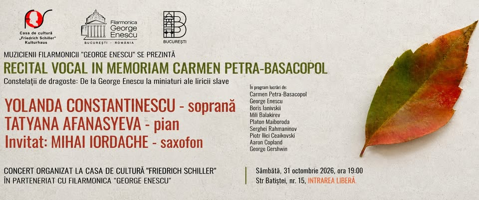 Recital vocal Constelații de dragoste: De la George Enescu la miniaturi ale liricii slave